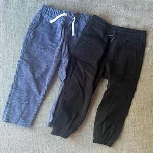 Old Navy Black Joggers and Rabbit Bear Blue Corduroy Pants Size 2T (bundle of 2)